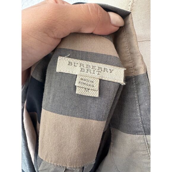 Burberry Brit Plaid Print Mock Neck Button-Up Top - Picture 8 of 8